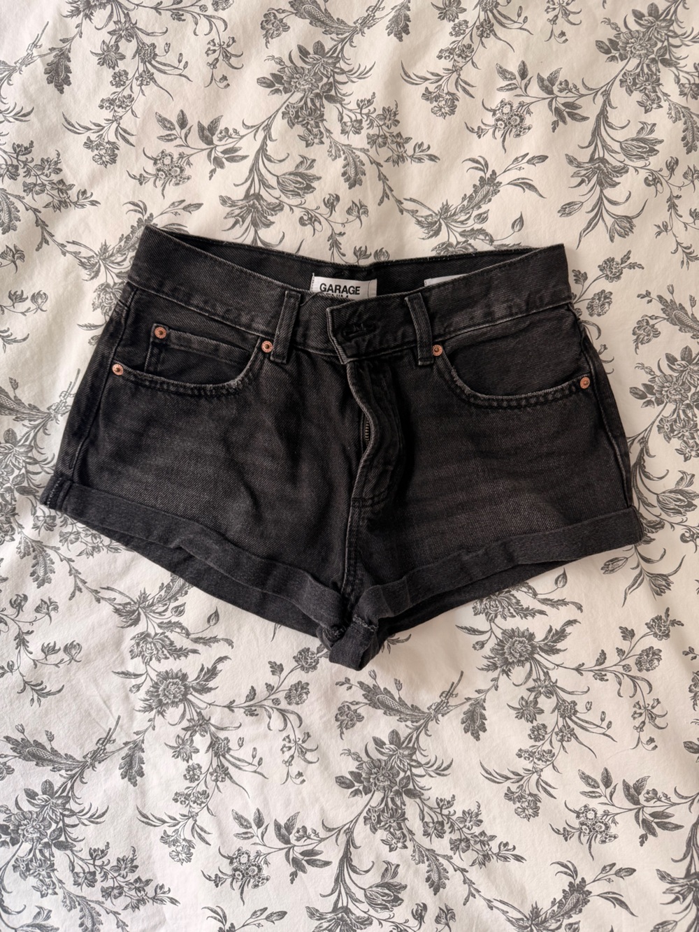 Garage Black High-Rise Denim Shorts